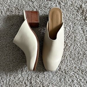 Nisolo Off-White Mules with Wooden Block Heel